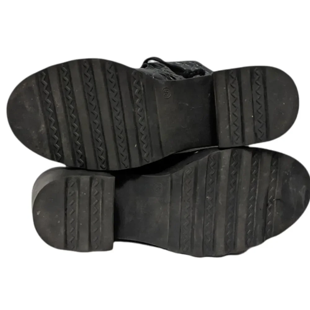 TO BE ANNOUNCED Croc Print Lace-Up Platform Heel Sandals 8